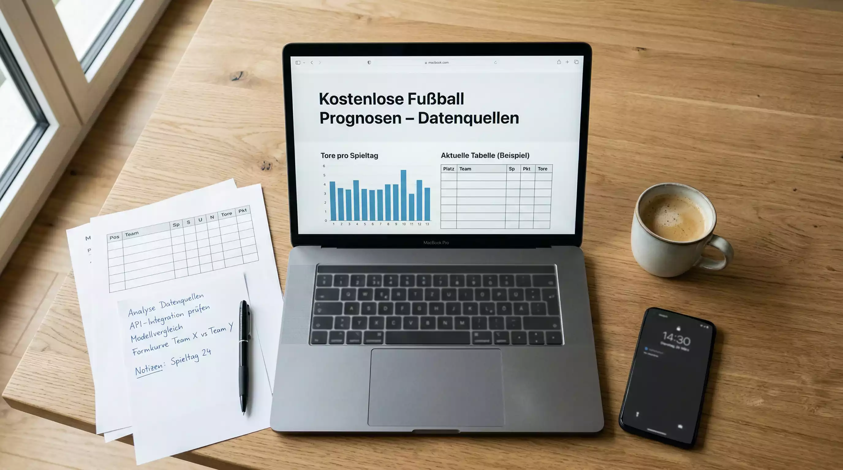 Kostenlose Fußball-Prognosen – Laptop mit Statistiken
