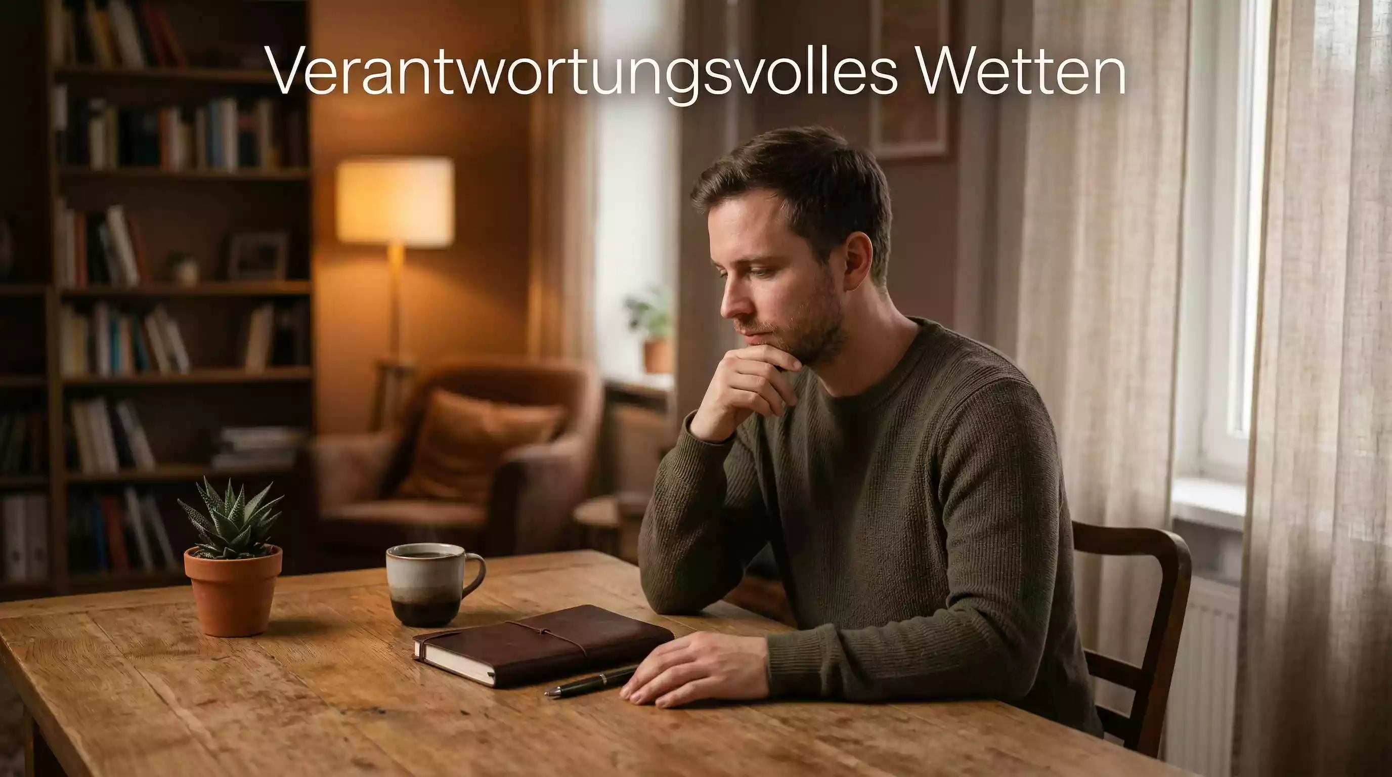 Verantwortungsvolles Wetten – Person reflektiert am Schreibtisch